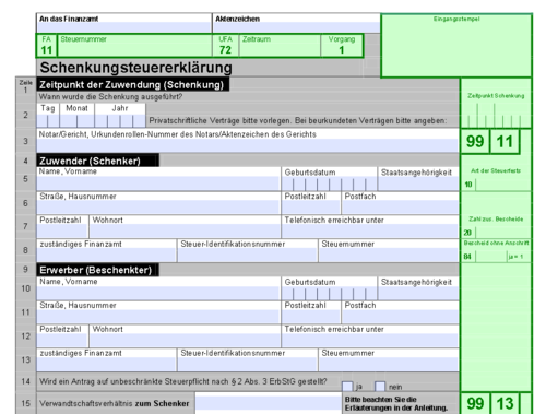 Schenkungsteuererklärung