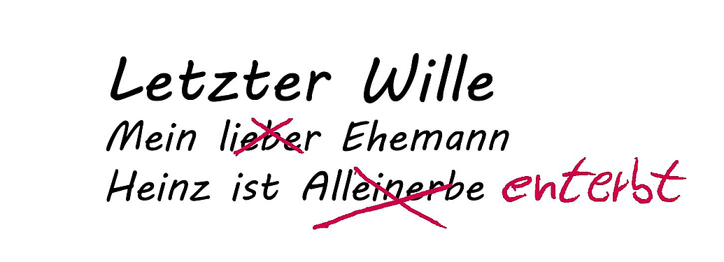 Der Ehepartner ist gesetzlicher Erbe, kann aber durch eine Ansordnung im Testament enterbt werden. Dann ist es häufig auch geboten den Pflichtteil des Ehegatten zu reduzieren.