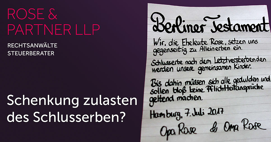 Schenkung Zu Lebzeiten Trotz Berliner Testament?